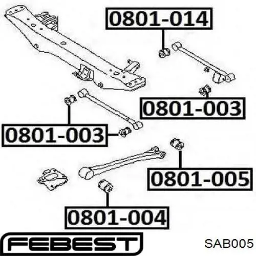 Buje trasero del brazo longitudinal trasero SAB005 Febest