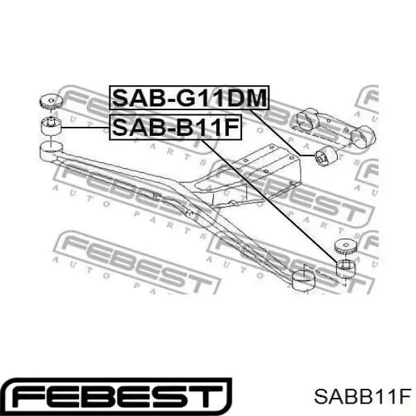 SABB11F Febest silentblock,suspensión, cuerpo del eje trasero, delantero