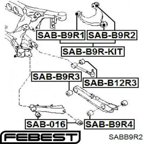 SAB-B9R2 Febest silentblock de brazo de suspensión trasero superior