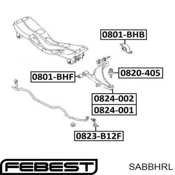 SAB-BHRL Febest silentblock de suspensión delantero inferior