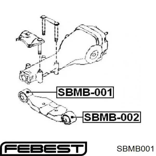 SBMB001 Febest silentblock,suspensión, cuerpo del eje trasero, derecho