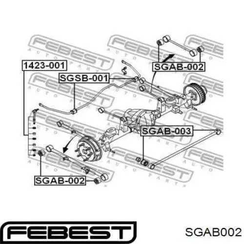 SGAB002 Febest Buje del brazo longitudinal superior trasero