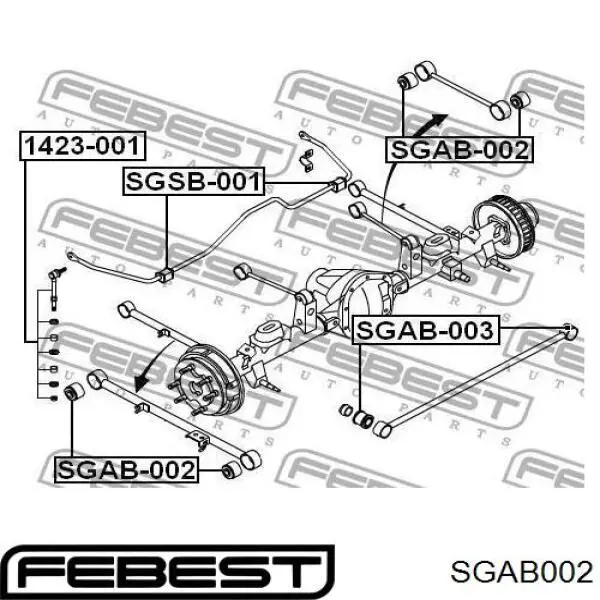 Comprar SGAB002 Febest Buje del brazo longitudinal superior trasero