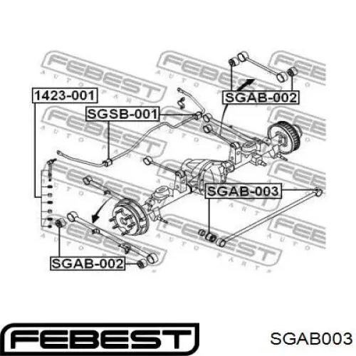 SGAB003 Febest Silentblock de brazo transversal de suspensión trasera
