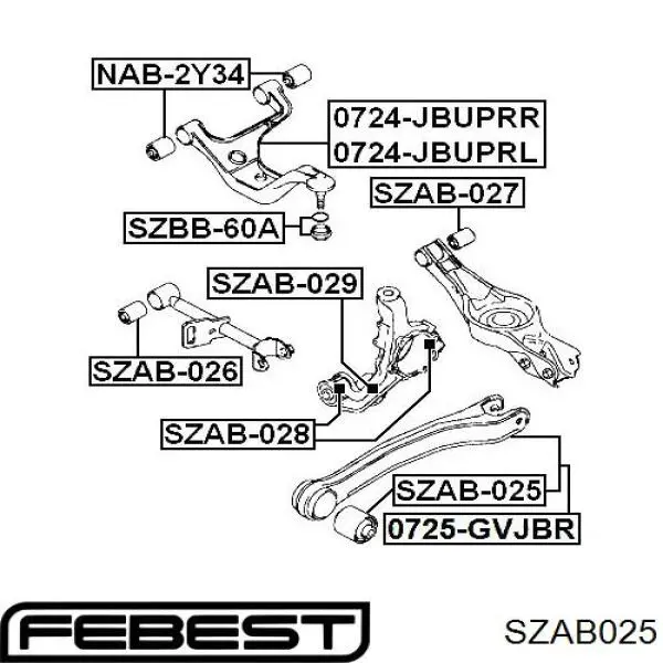 SZAB025 Febest bloque silencioso trasero brazo trasero delantero