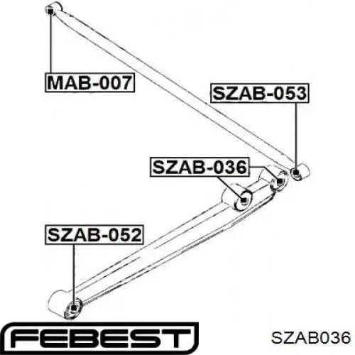 Buje trasero del brazo longitudinal trasero Febest SZAB036