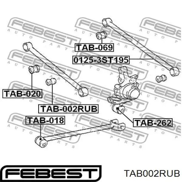 TAB002RUB Febest suspensión, barra transversal trasera, exterior