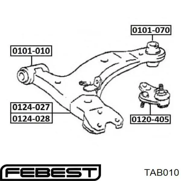 TAB010 Febest silentblock de suspensión delantero inferior