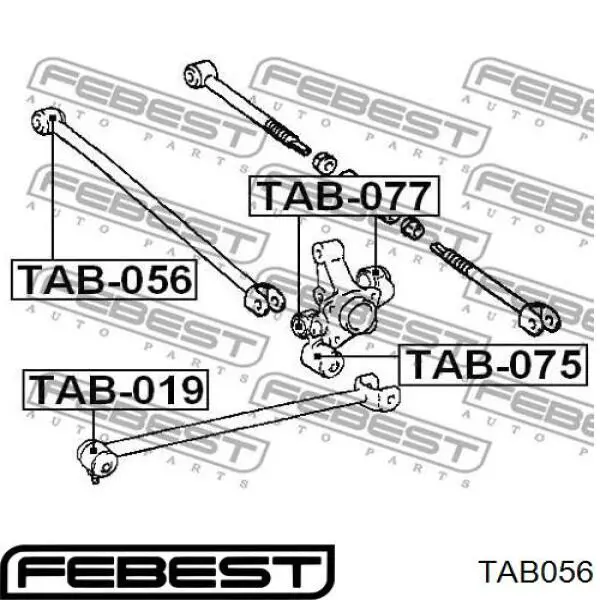 Silentblock de brazo suspensión trasero transversal para Toyota Avensis (T25)