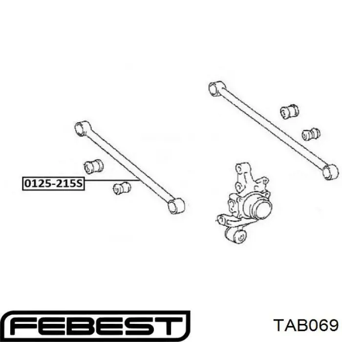 Silentblock de brazo transversal de suspensión trasera Febest TAB069
