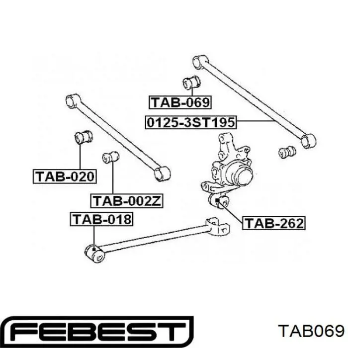 TAB-069 Febest silentblock de brazo suspensión trasero transversal