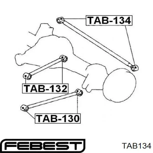 TAB-134 Febest silentblock de brazo suspensión trasero longitudinal