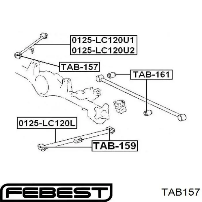 TAB157 Febest suspensión, brazo oscilante, eje trasero, superior