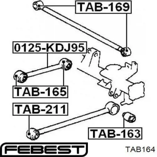 Buje del brazo longitudinal superior trasero Febest TAB164