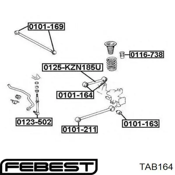 Buje del brazo longitudinal superior trasero TAB164 Febest