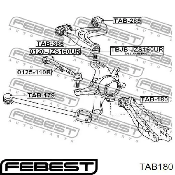 TAB180 Febest suspensión, brazo oscilante trasero inferior