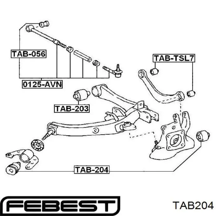 TAB204 Febest suspensión, brazo oscilante trasero inferior