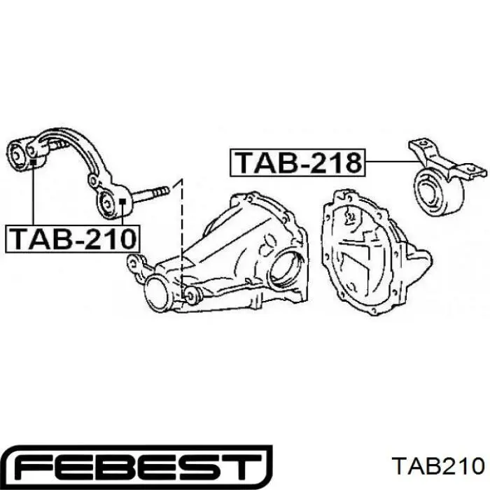 TAB210 Febest silentblock,suspensión, cuerpo del eje trasero, delantero