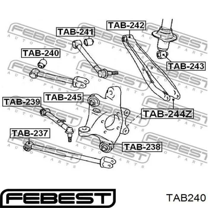 Comprar TAB240 Febest Silentblock del brazo superior de suspensión trasera