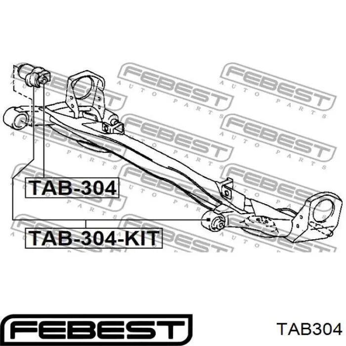 TAB304 Febest suspensión, cuerpo del eje trasero