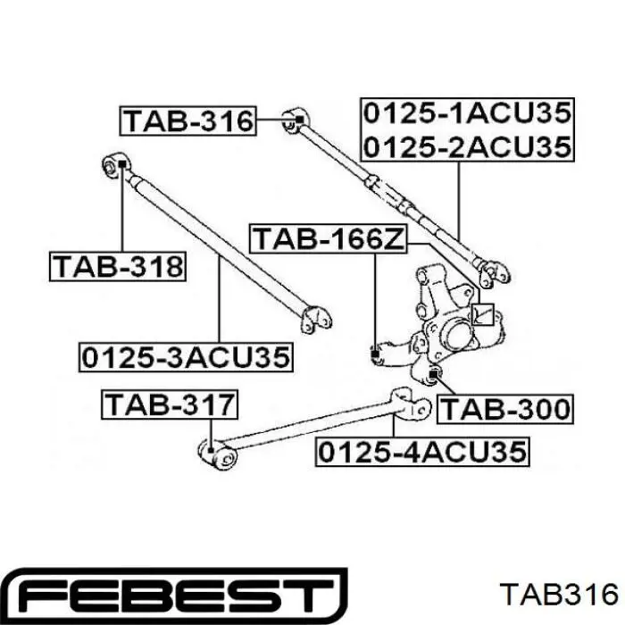 TAB-316 Febest suspensión, barra transversal trasera