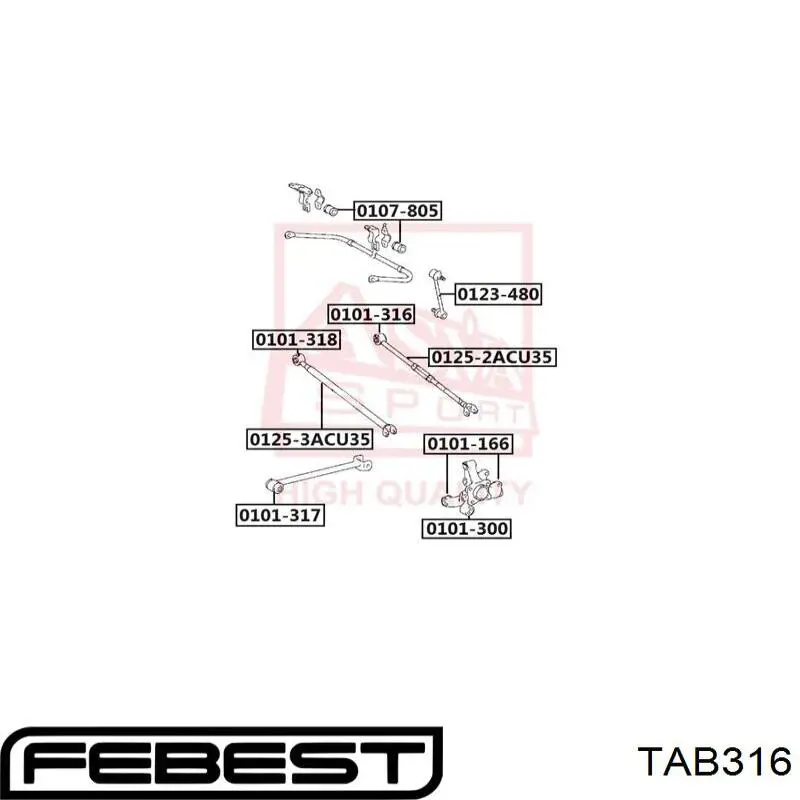 Buje del brazo transversal trasero TAB316 Febest