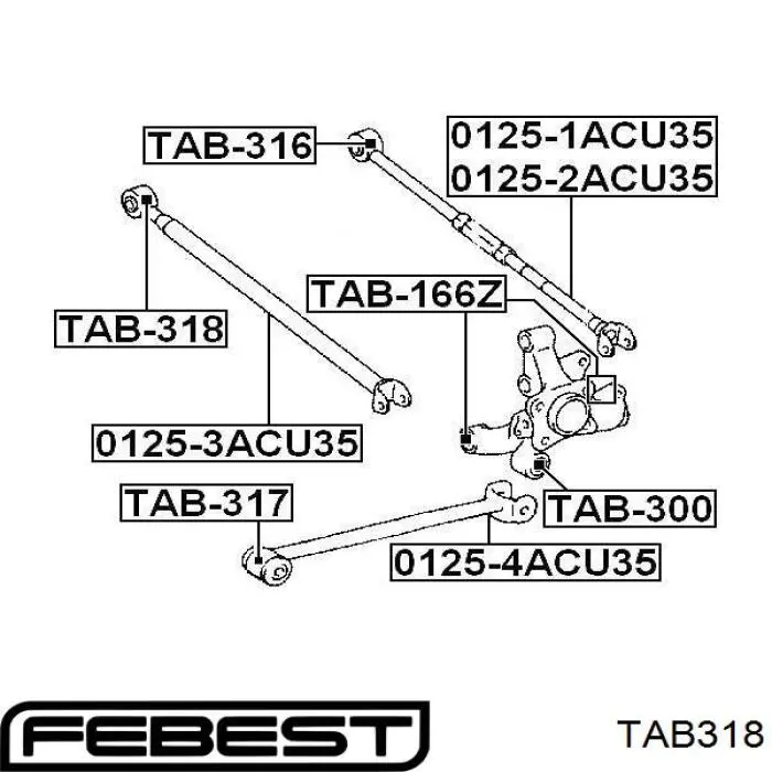 TAB-318 Febest suspensión, barra transversal trasera, interior