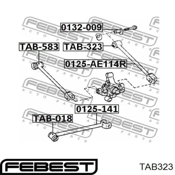 TAB323 Febest suspensión, barra transversal trasera