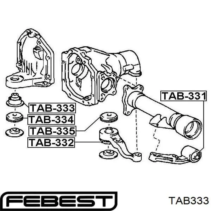 TAB-333 Febest silentblock, soporte de diferencial, eje delantero, delantero