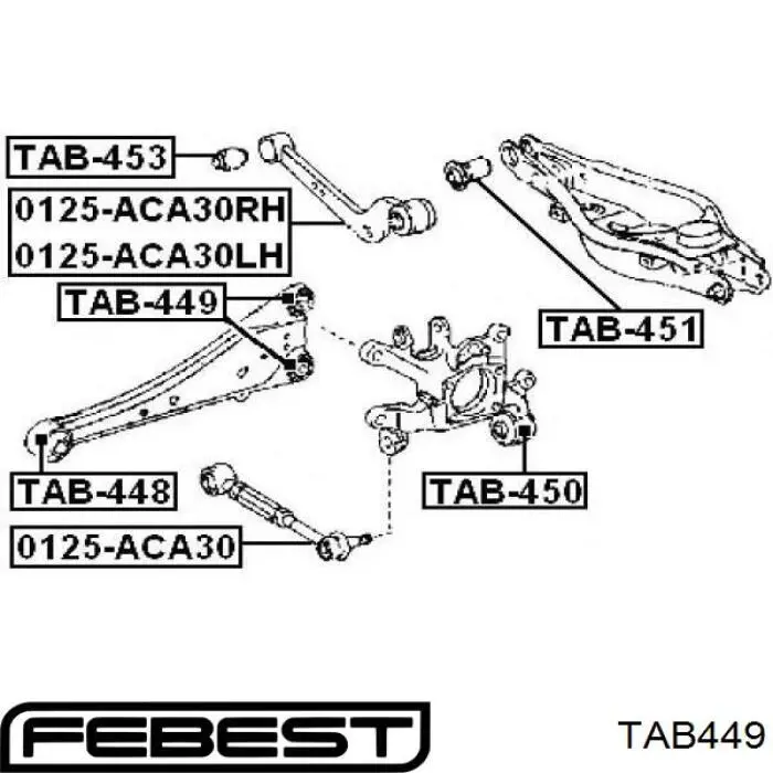 TAB-449 Febest bloque silencioso trasero brazo trasero trasero