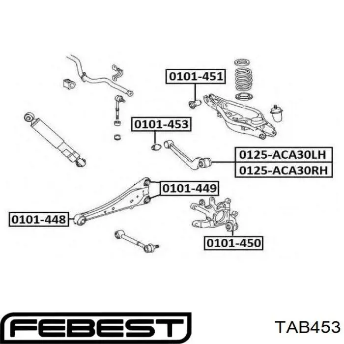 Buje interior del brazo transversal trasero TAB453 Febest