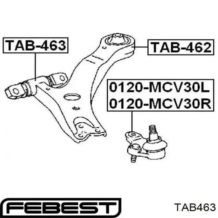 TAB-463 Febest silentblock de suspensión delantero inferior