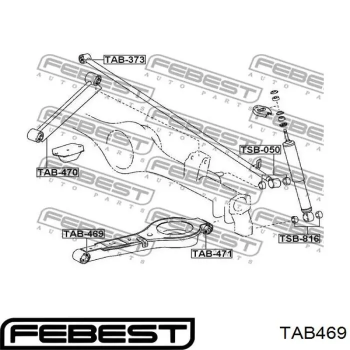 TAB469 Febest suspensión, brazo oscilante trasero inferior