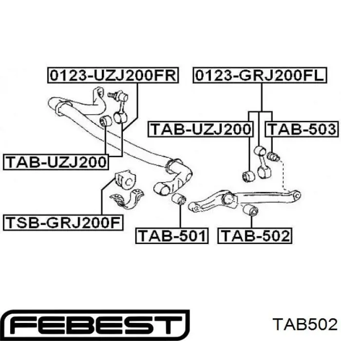 TAB502 Febest silentblock brazo radial (suspension delantero)