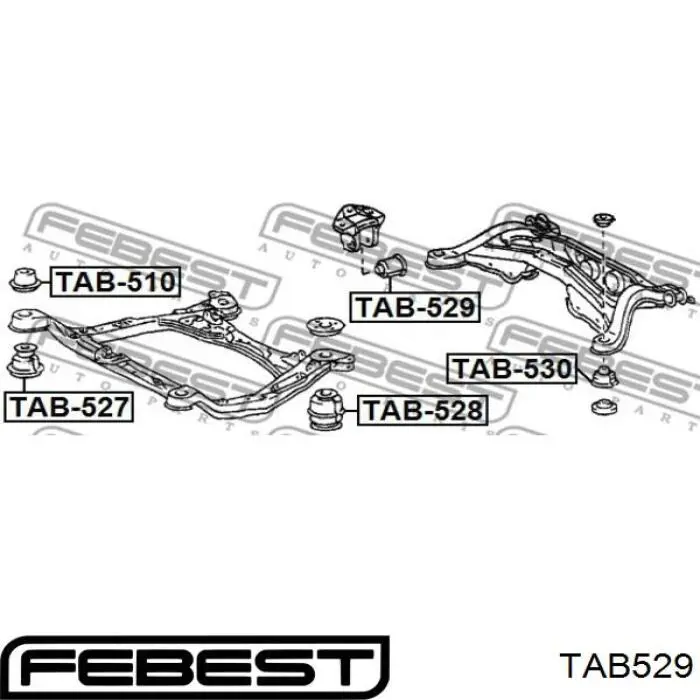 TAB529 Febest suspensión, cuerpo del eje trasero