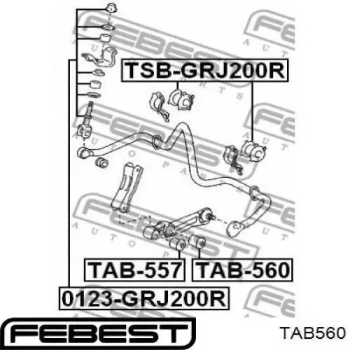 TAB560 Febest casquillo del soporte de barra estabilizadora trasera