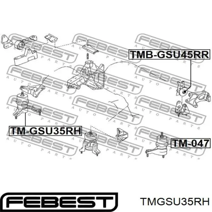 TMGSU35RH Febest soporte de motor derecho
