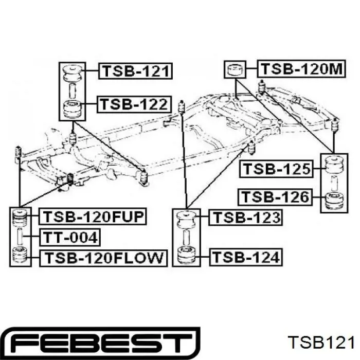 TSB-121 Febest casquillo, suspensión de cabina