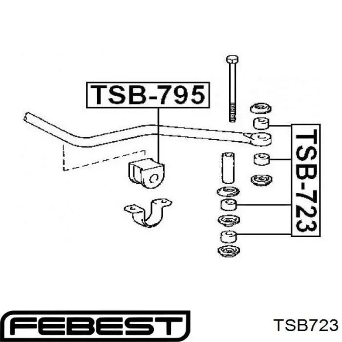 TSB723 Febest casquillo del soporte de barra estabilizadora delantera