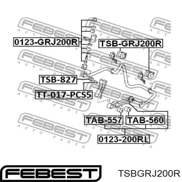 TSB-GRJ200R Febest casquillo de barra estabilizadora trasera