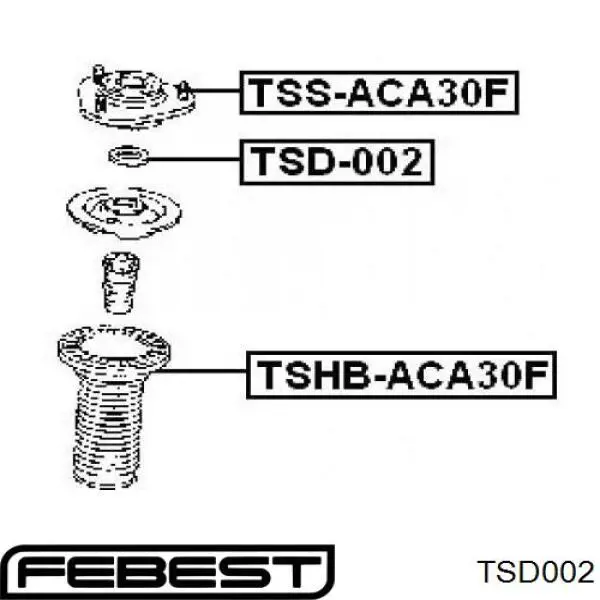 TSD002 Febest sello de aceite del cojinete delantero del amortiguador