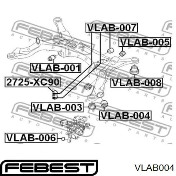 VLAB004 Febest suspensión, cuerpo del eje trasero