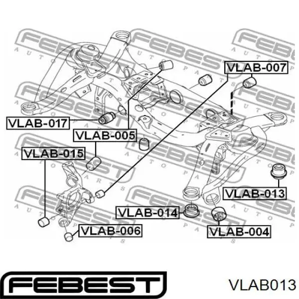 VLAB013 Febest suspensión, cuerpo del eje trasero