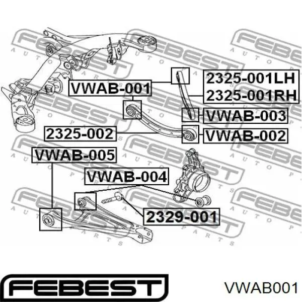 VWAB001 Febest silentblock de brazo de suspensión trasero superior