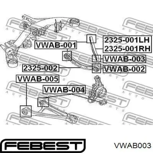 VWAB-003 Febest silentblock de brazo de suspensión trasero superior
