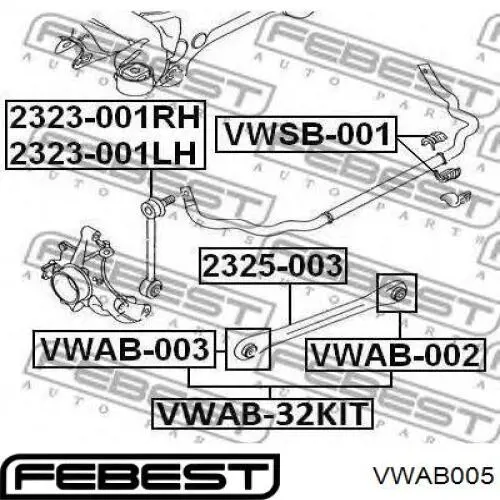 Buje del brazo inferior trasero Febest VWAB005