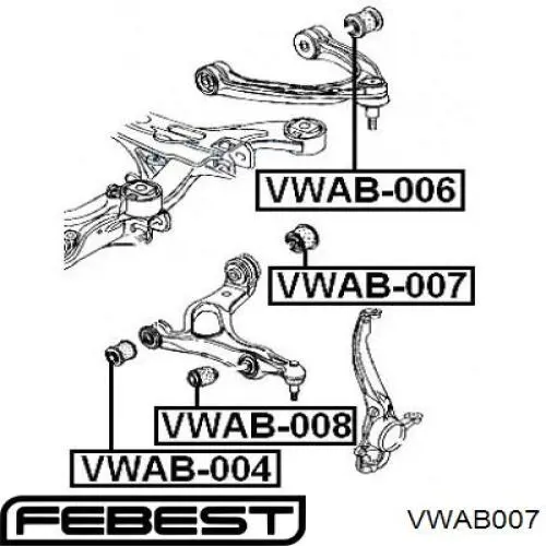 VWAB007 Febest silentblock de suspensión delantero inferior