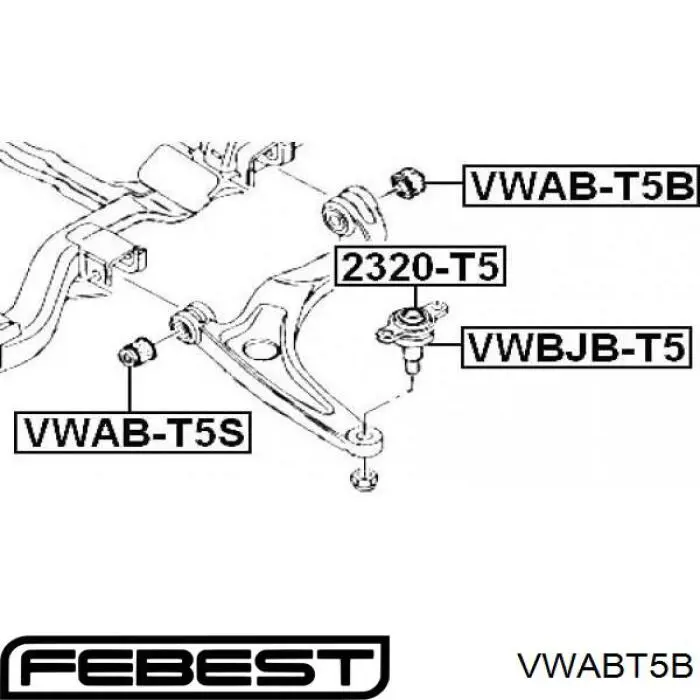 VWABT5B Febest silentblock de suspensión delantero inferior