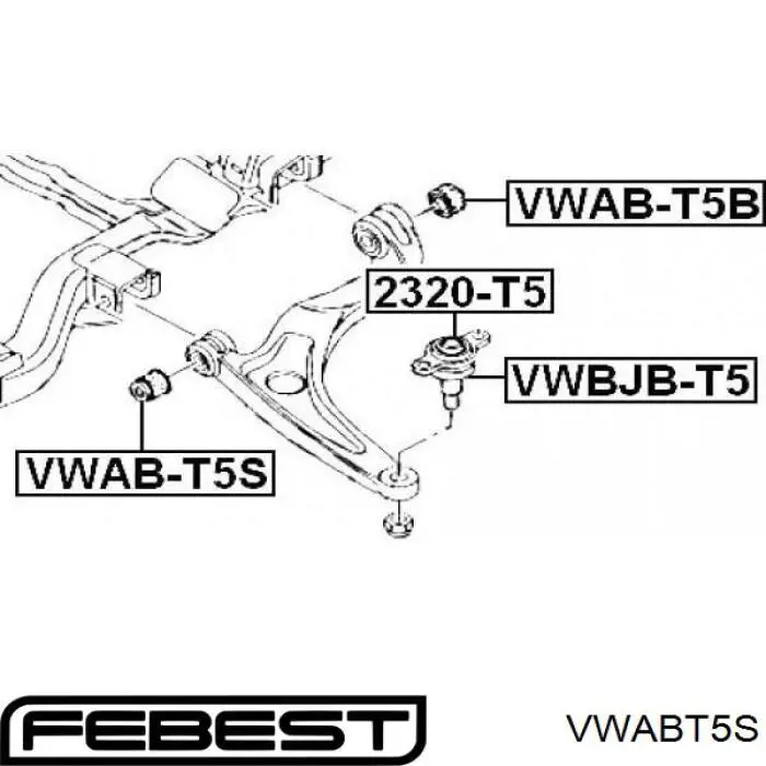 VWABT5S Febest silentblock de suspensión delantero inferior