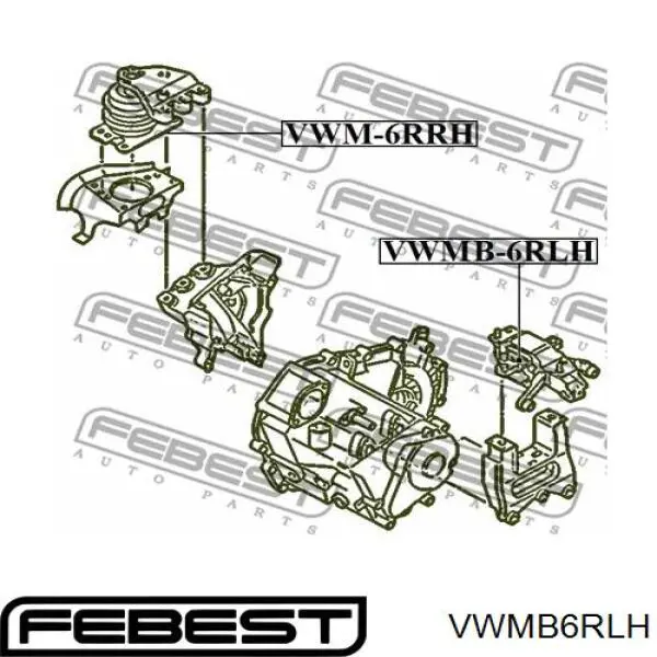 VWMB6RLH Febest soporte, motor izquierdo, trasero